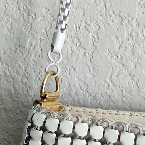 Vintage 80's White Metal Scaly Mesh Evening Clutch Handbag 12" x 7" - Picture 9 of 12